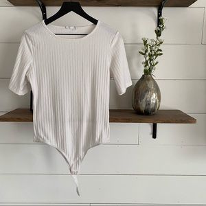 White Ribbed Bodysuit